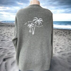 The Beach People Twin Palms Chunky Knit open‎ front sweater cardigan XL/…